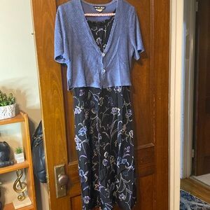 Vintage 2 piece set 😍 Sharade floral midi dress with blue cover up 😍😍😍